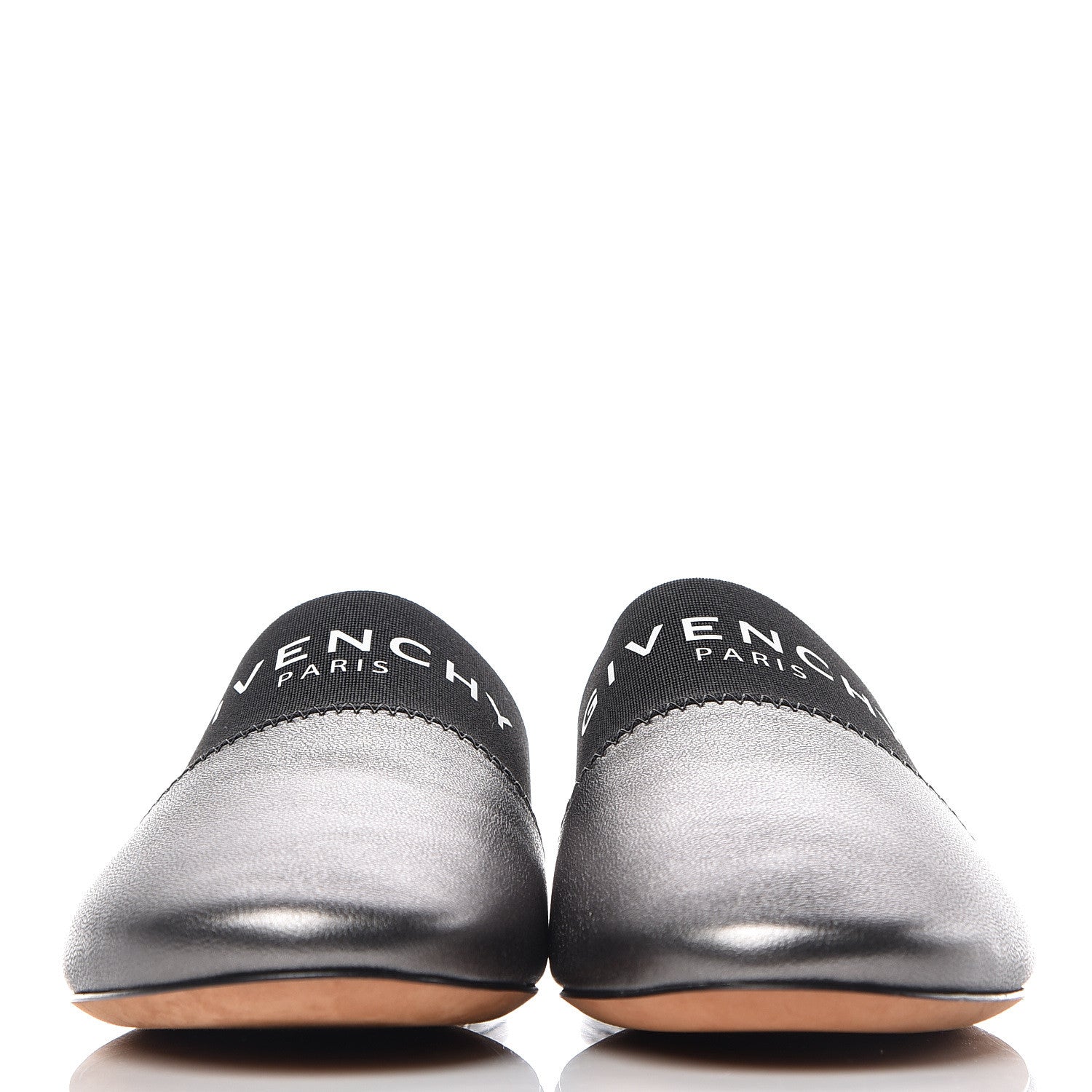 Givenchy Metallic Calfskin Bedford Logo Mule Slides 38.5 Black 2 of 8