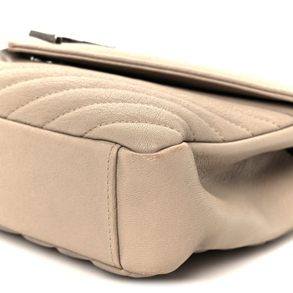 Saint Laurent Sheepskin Matelasse Chevron Monogram Medium College Bag Taupe 11 of 12