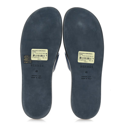 Hermes Epsom Mens Izmir Sandals 46 Bleu Bleuet Gris 6 of 8