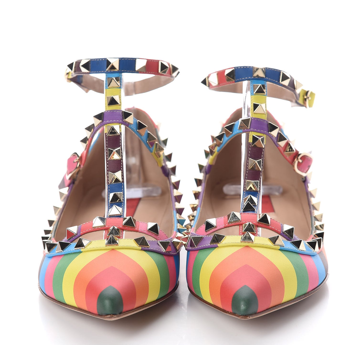 Calfskin Ballerina Rockstud Cage Ballerina Flats 39 Multicolor