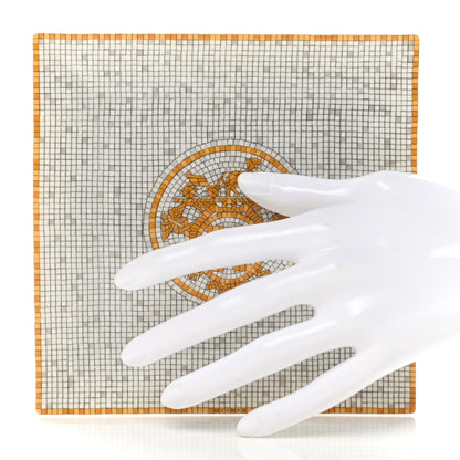 Hermes Porcelain Mosaique Au 24 Square Plate N°3 Gold 2 of 6