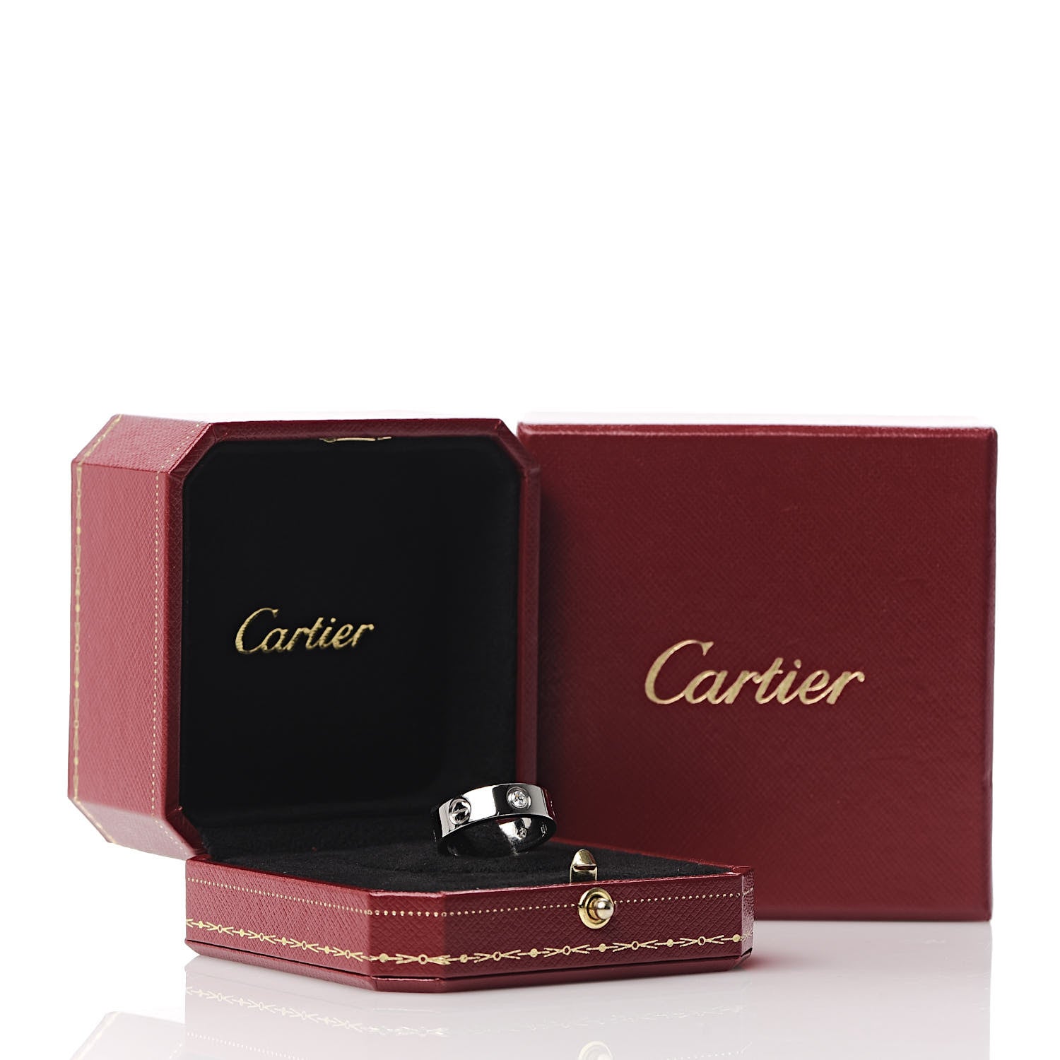 Cartier 18K White Gold 3 Diamond 5.5mm LOVE Ring 51 5.75 5 of 5
