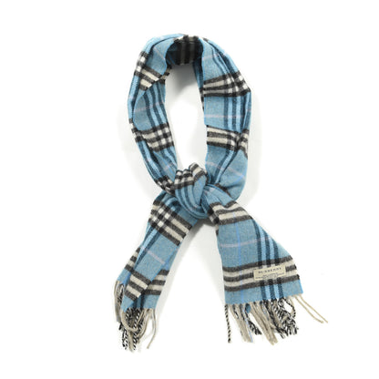 Burberry Lambswool Vintage Check Fringe Scarf Blue 3 of 3