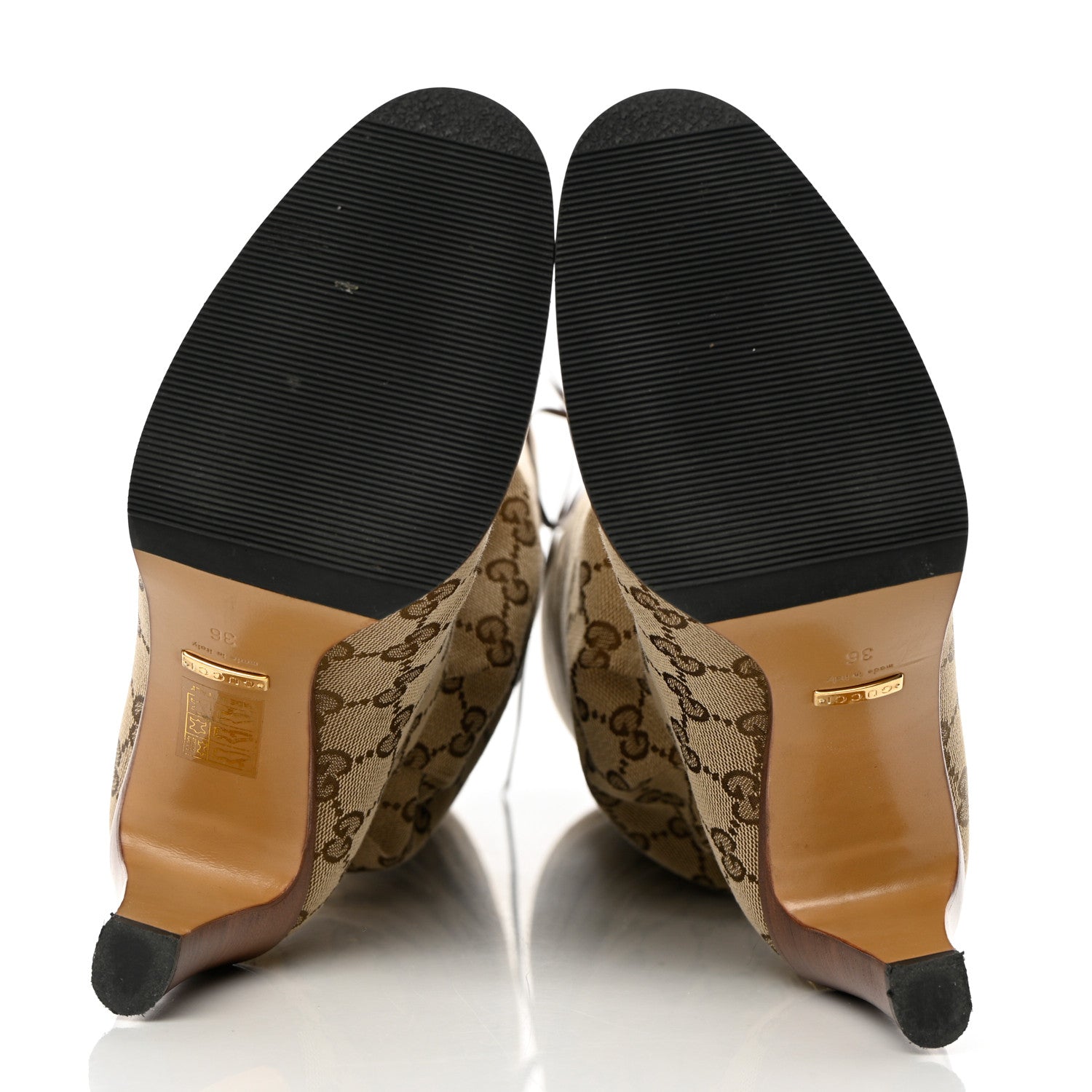 Gucci Monogram Lisa Mid Heel Boots 36 Beige Ebony 9 of 12