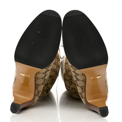 Gucci Monogram Lisa Mid Heel Boots 36 Beige Ebony 9 of 12