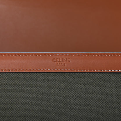 Celine Textile Natural Calfskin Classique Triomphe Khaki Tan 10 of 10