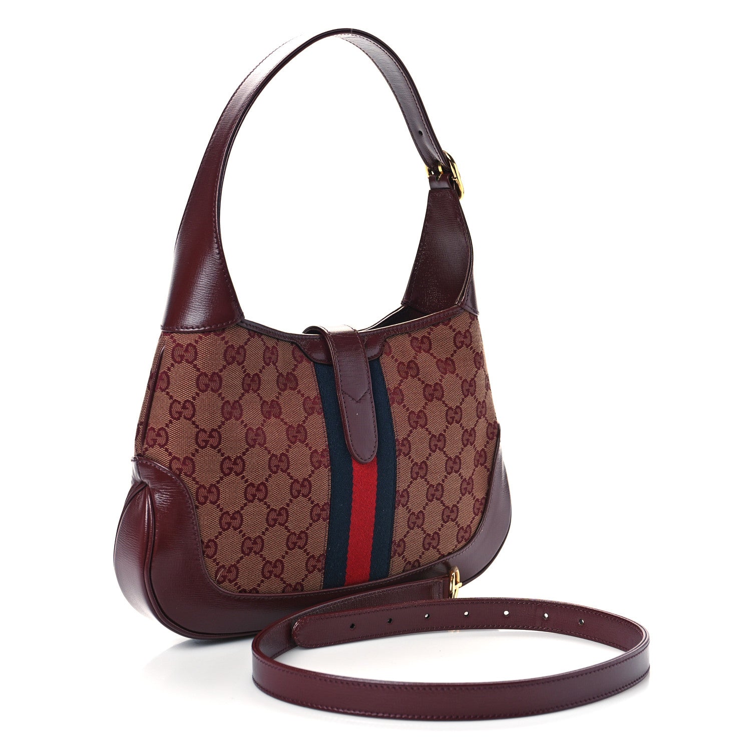 Gucci Monogram Azalea Calfskin Web Small Jackie 1961 Hobo Sahara Rubino Chardonnay 3 of 9