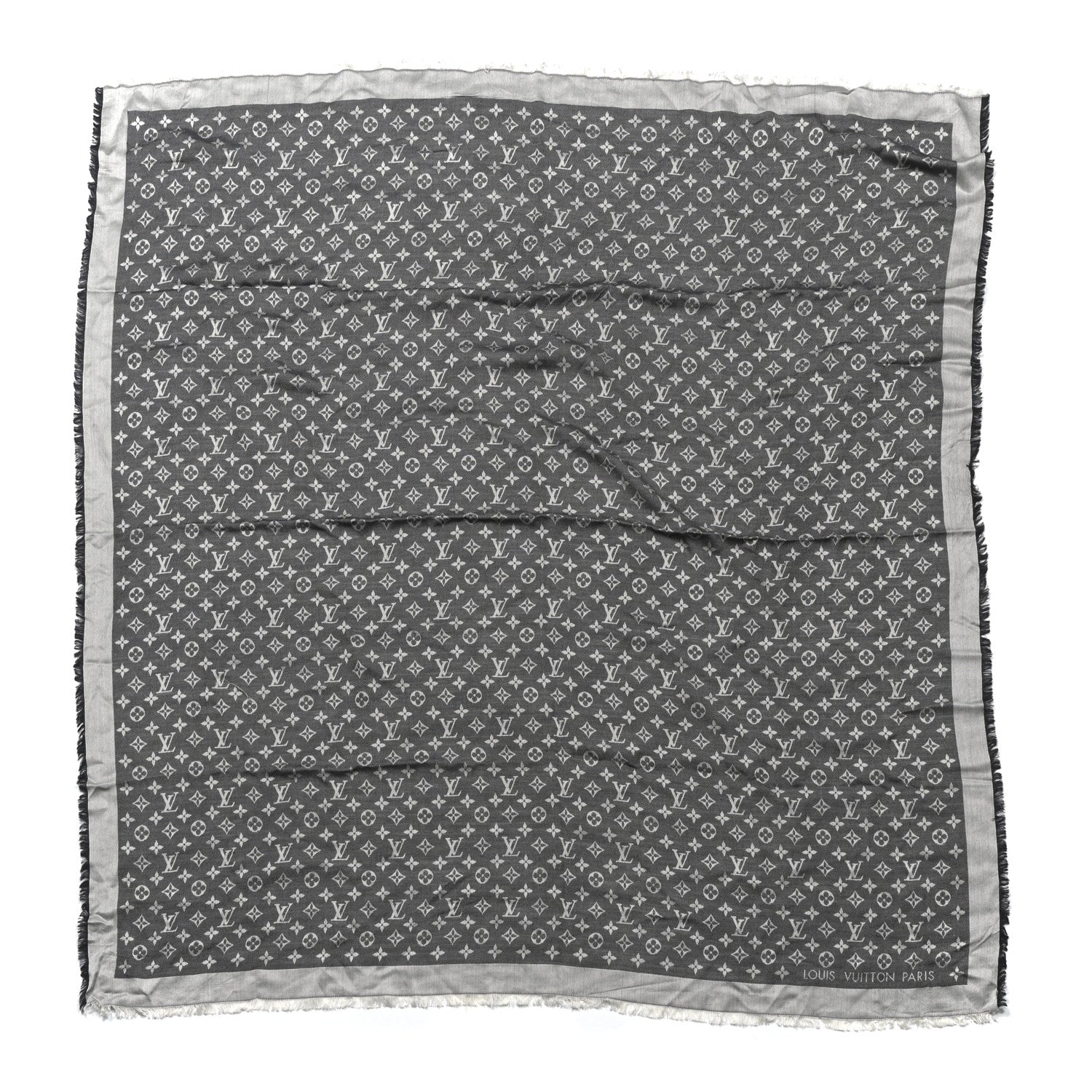 Louis Vuitton Silk Wool Monogram Denim Shawl Black 1 of 4