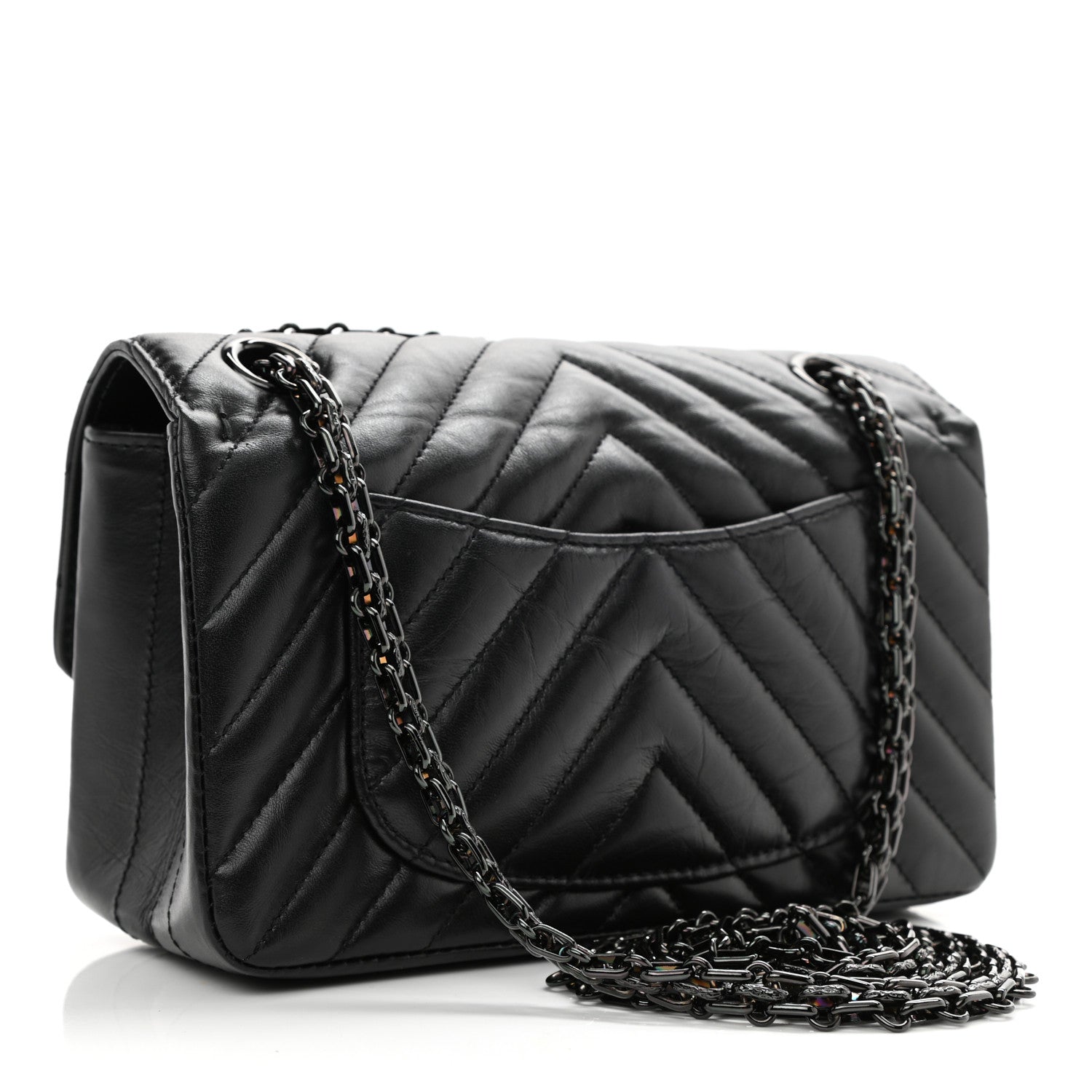 Chanel Aged Calfskin Chevron Quilted 2.55 Reissue Mini Flap So Black 3 of 10