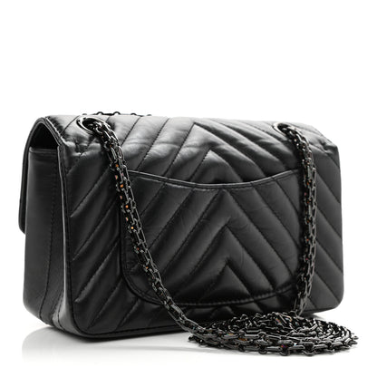 Chanel Aged Calfskin Chevron Quilted 2.55 Reissue Mini Flap So Black 3 of 10