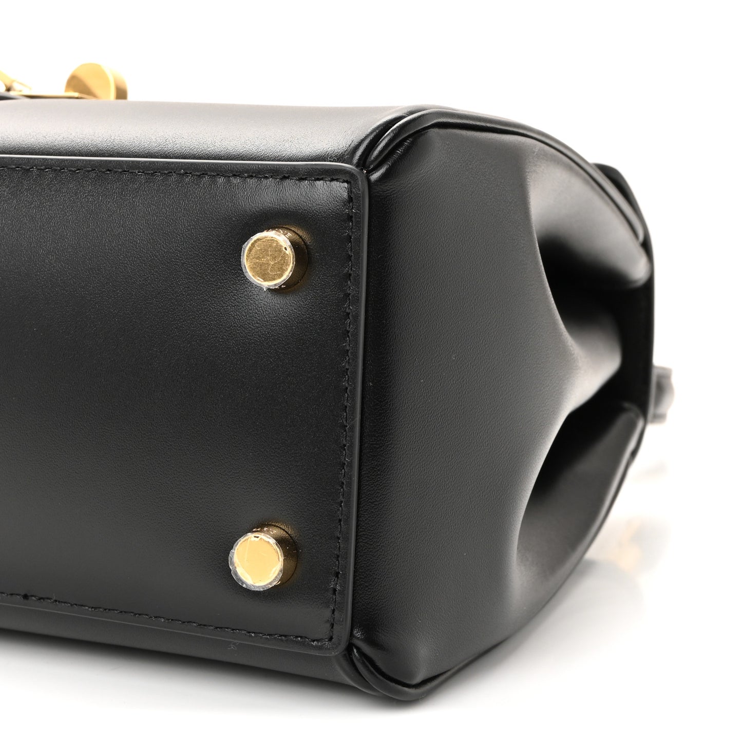 Satinated Calfskin Small 16 Top Handle Bag Black