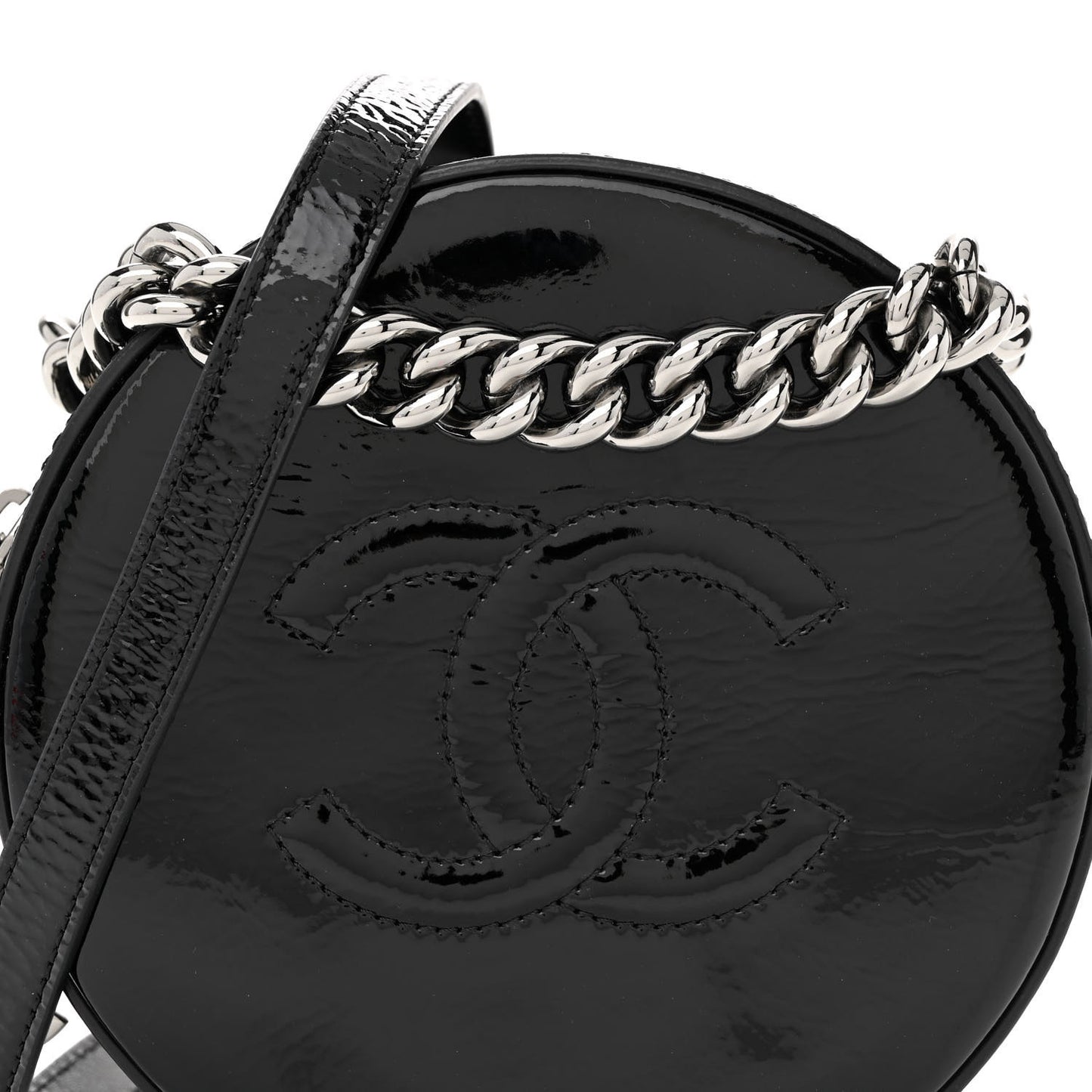 Patent Round As Earth Evening Bag Black
