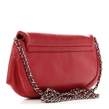 Chanel Lambskin Half Moon Wallet On Chain WOC Red 3 of 16