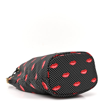 Prada Tessuto Nylon Saffiano Lips Print Bucket Wristlet Black 4 of 9