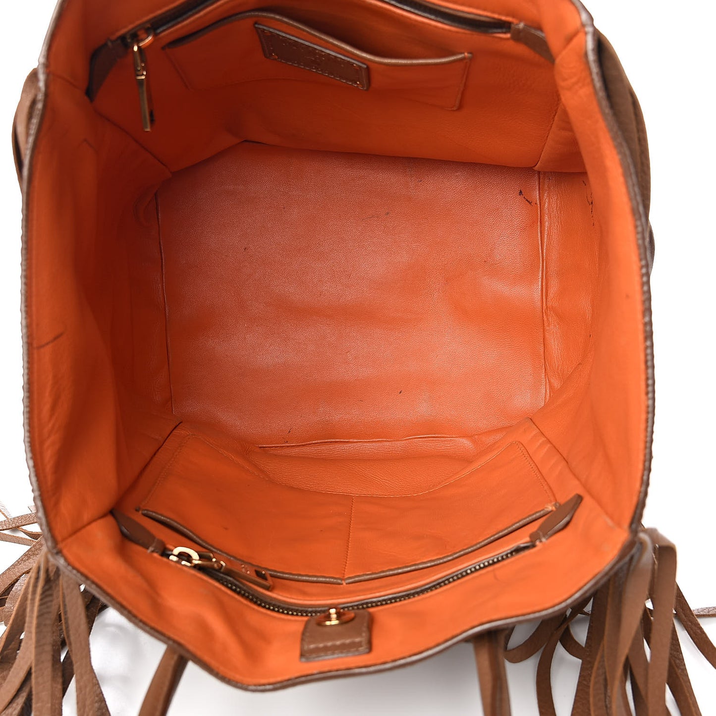 Cervo Deerskin Fringe Tote Cammello