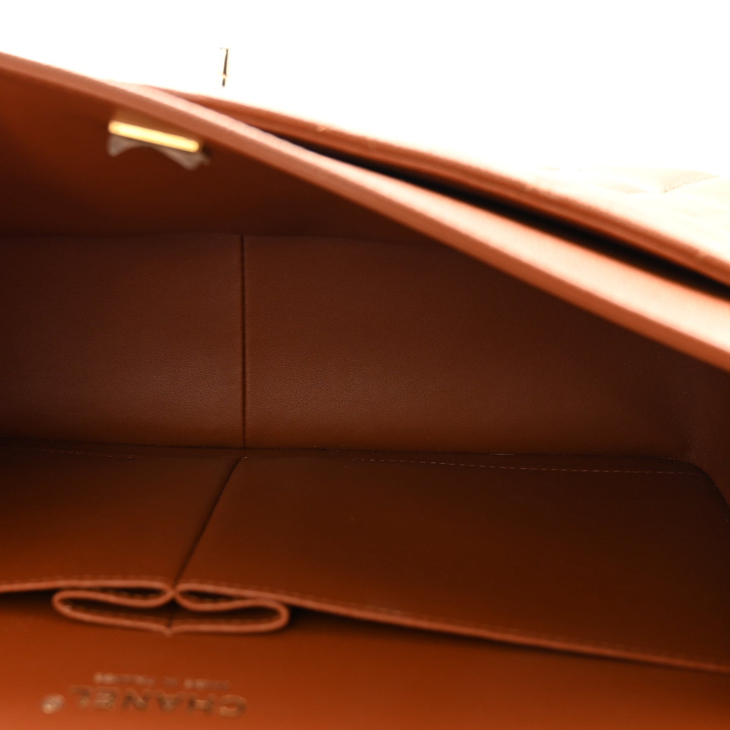 Caviar Quilted Jumbo Double Flap Light Brown