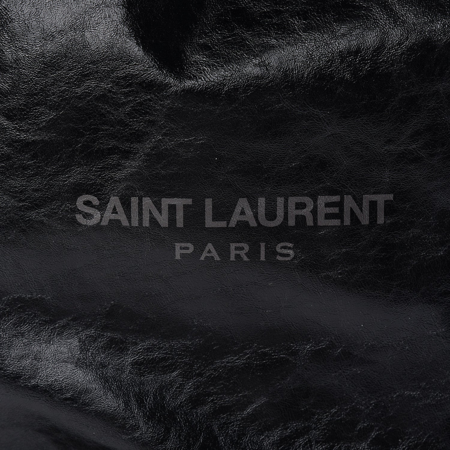 Saint Laurent Cracked Shiny Calfskin Teddy Drawstring Bag Black 7 of 9