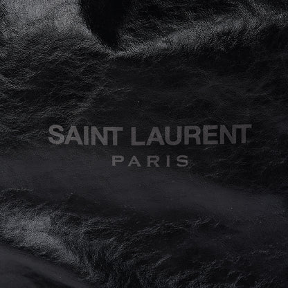 Saint Laurent Cracked Shiny Calfskin Teddy Drawstring Bag Black 7 of 9