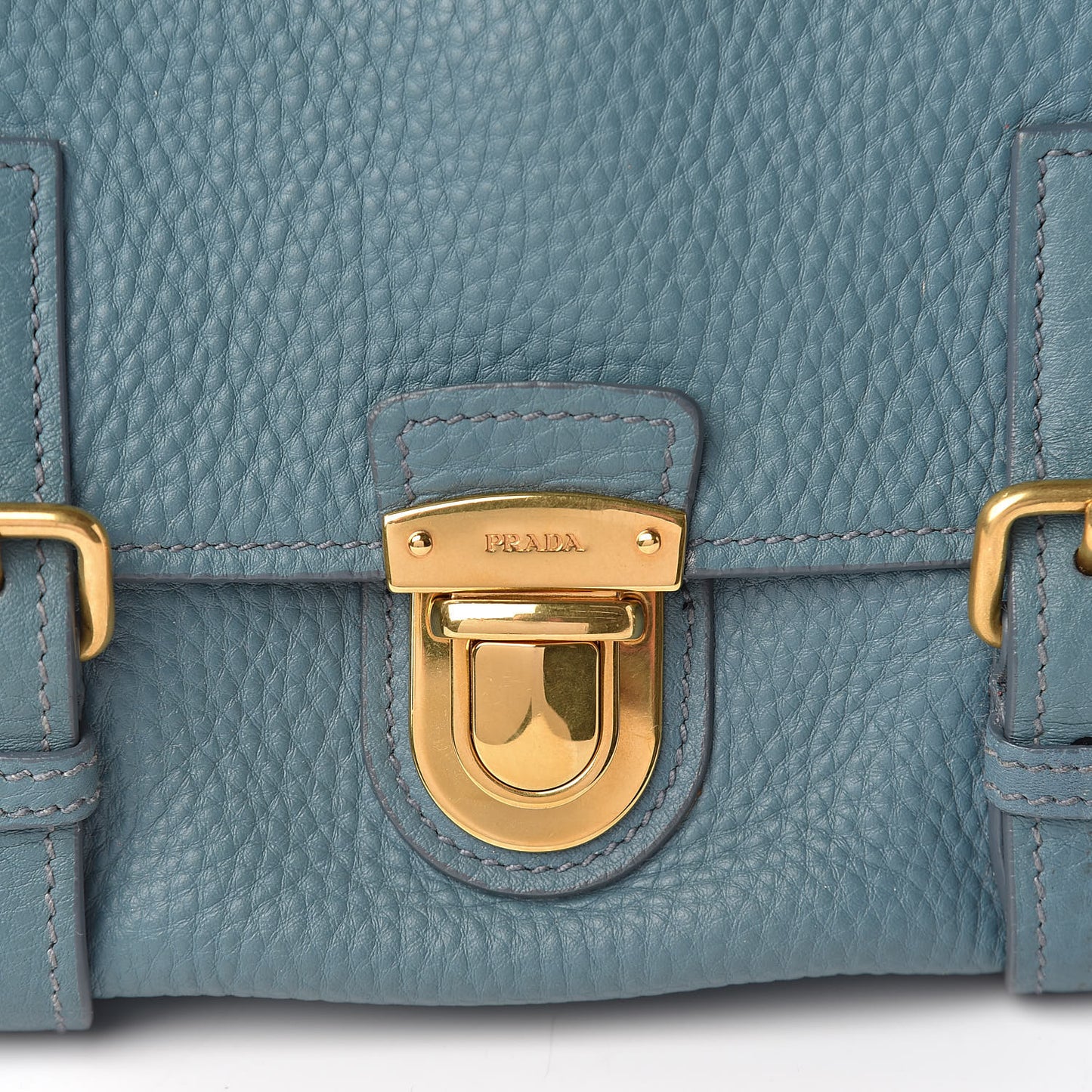 Vitello Daino Push Lock Messenger Bag Marine