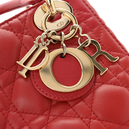 Christian Dior Lambskin Cannage Mini Lady Dior Red 12 of 15