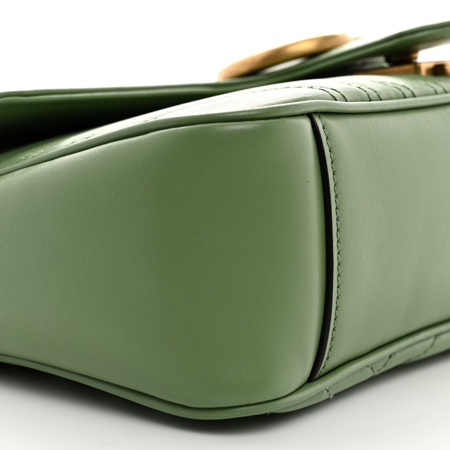 Calfskin Matelasse Small GG Marmont Shoulder Bag Salamander Green