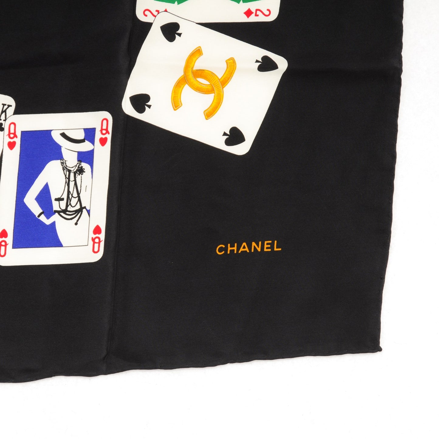 Silk Iconic Symbol Cards Scarf Black