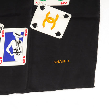 Chanel Silk Iconic Symbol Cards Scarf Black 3 of 3