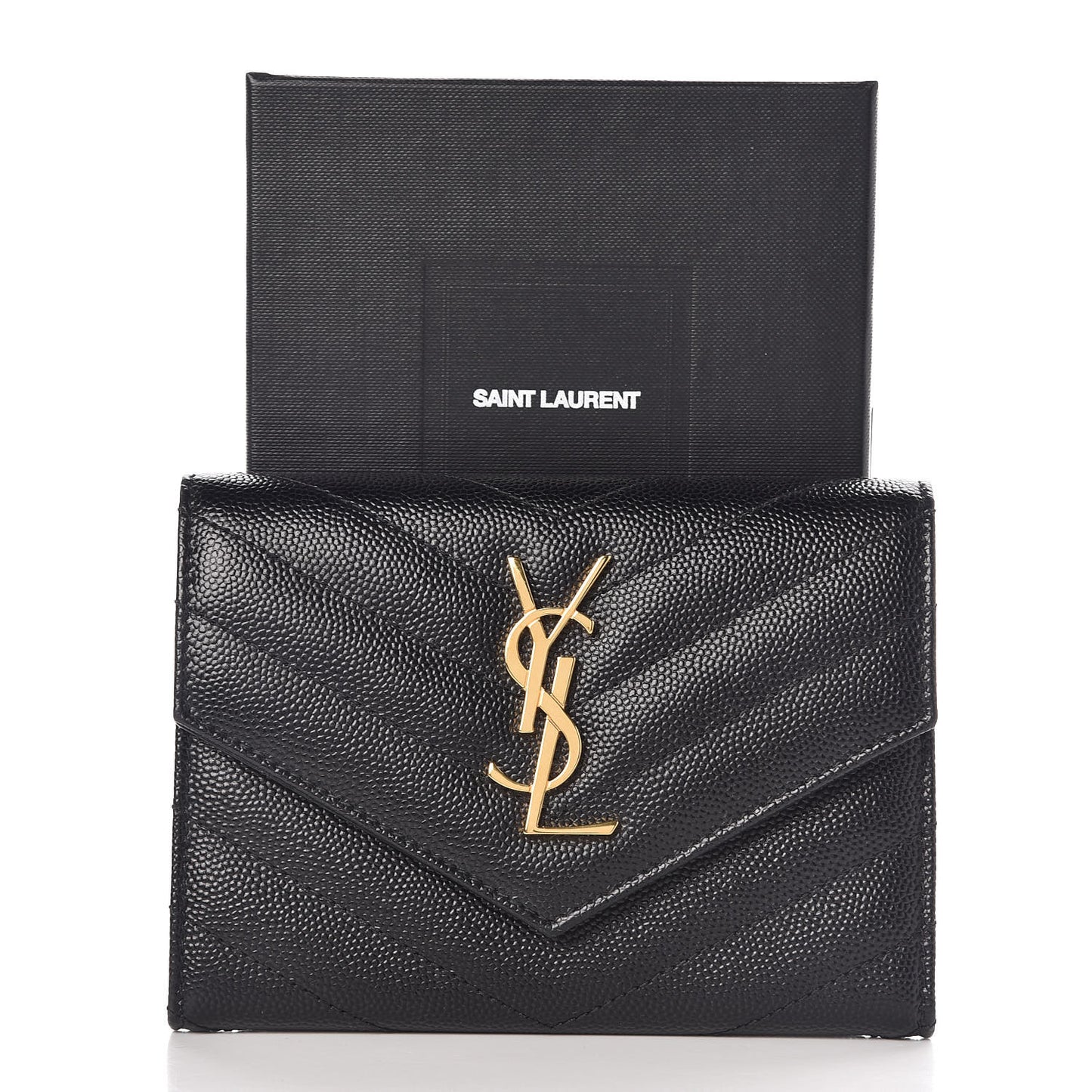 Grain De Poudre Matelasse Chevron Small Monogram Passport Case Black