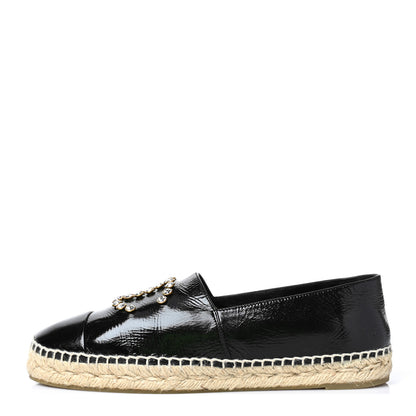 Chanel Patent Calfskin Crystal CC Espadrilles 41 Black 1 of 8