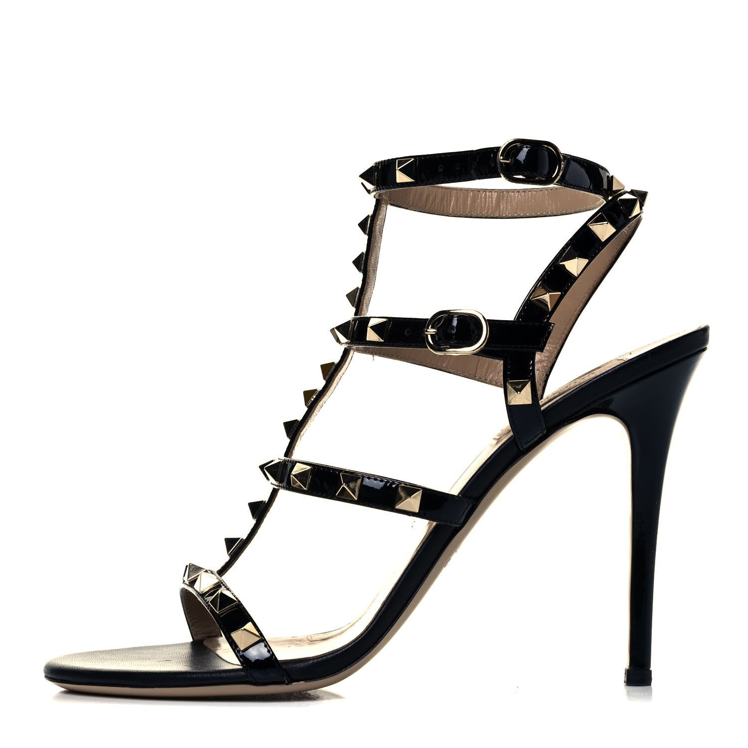 Valentino Garavani Patent Rockstud Gladiator 105mm Sandals 40 Black 1 of 8