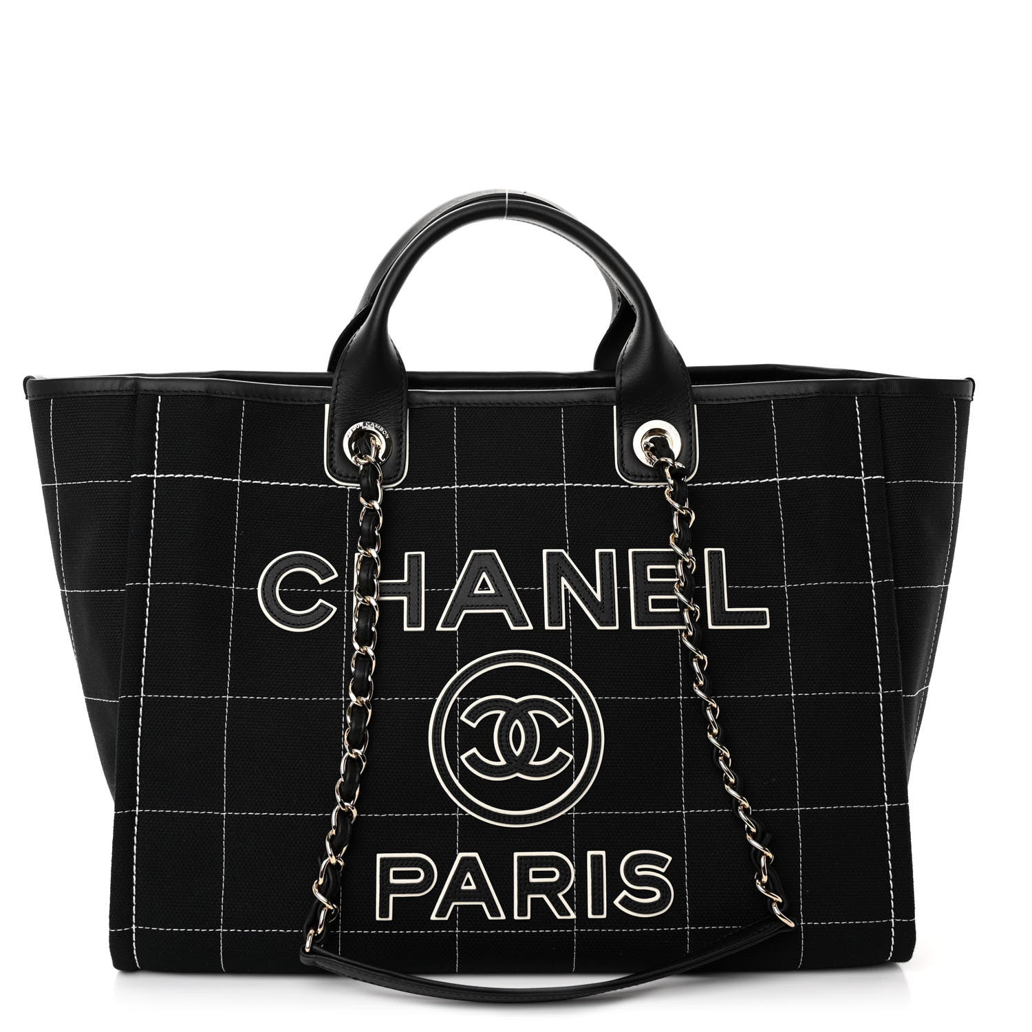 Chanel Cotton Medium Deauville Tote Black White 1 of 11