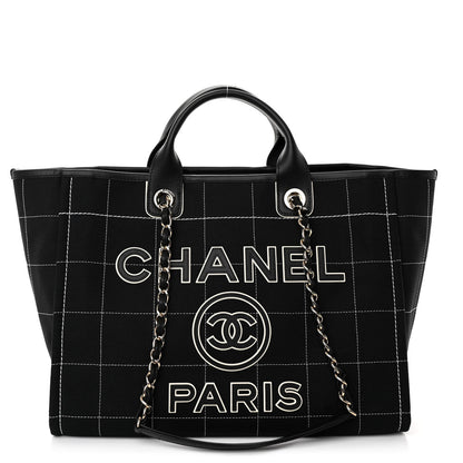 Chanel Cotton Medium Deauville Tote Black White 1 of 11