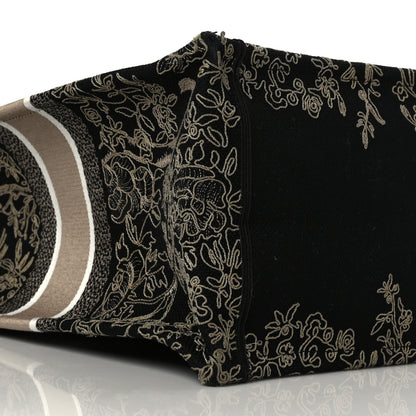 Christian Dior Canvas Embroidered Large Ornamental Cornely Book Tote Black Beige 8 of 9