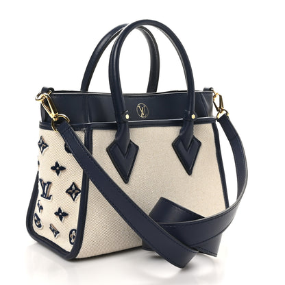 Louis Vuitton Canvas Calfskin Monogram On My Side PM Navy Blue 3 of 9