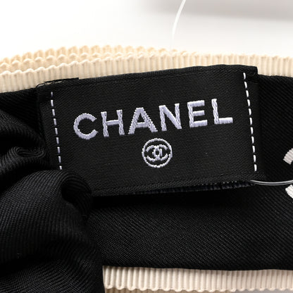 Chanel Silk CC Hair Tie Black Ecru 3 of 4