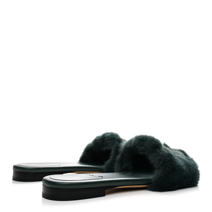 Fendi Mink FF Baguette Slide Sandals 38 Salvia 5 of 9