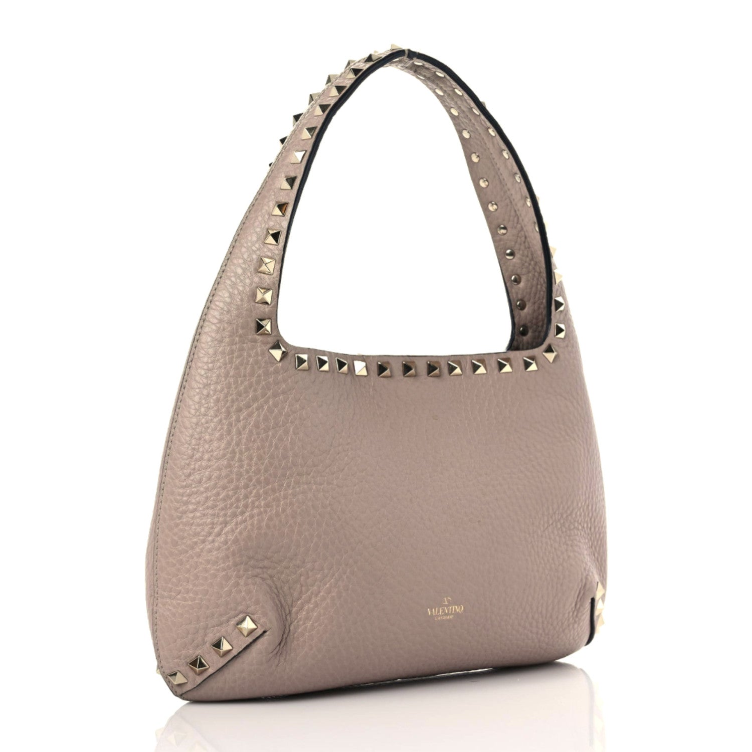 Valentino Garavani Pebbled Calfskin Small Rockstud Flip Lock Hobo Poudre 3 of 9