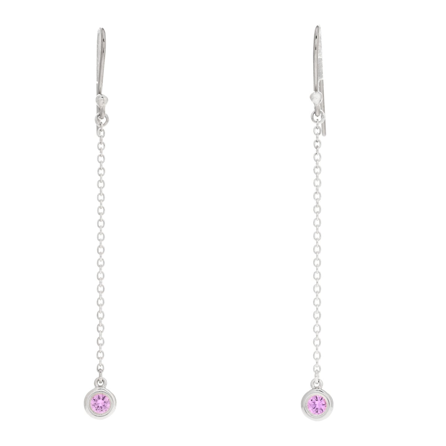 Sterling Silver Pink Sapphire Color By The Yard Drop Earrings