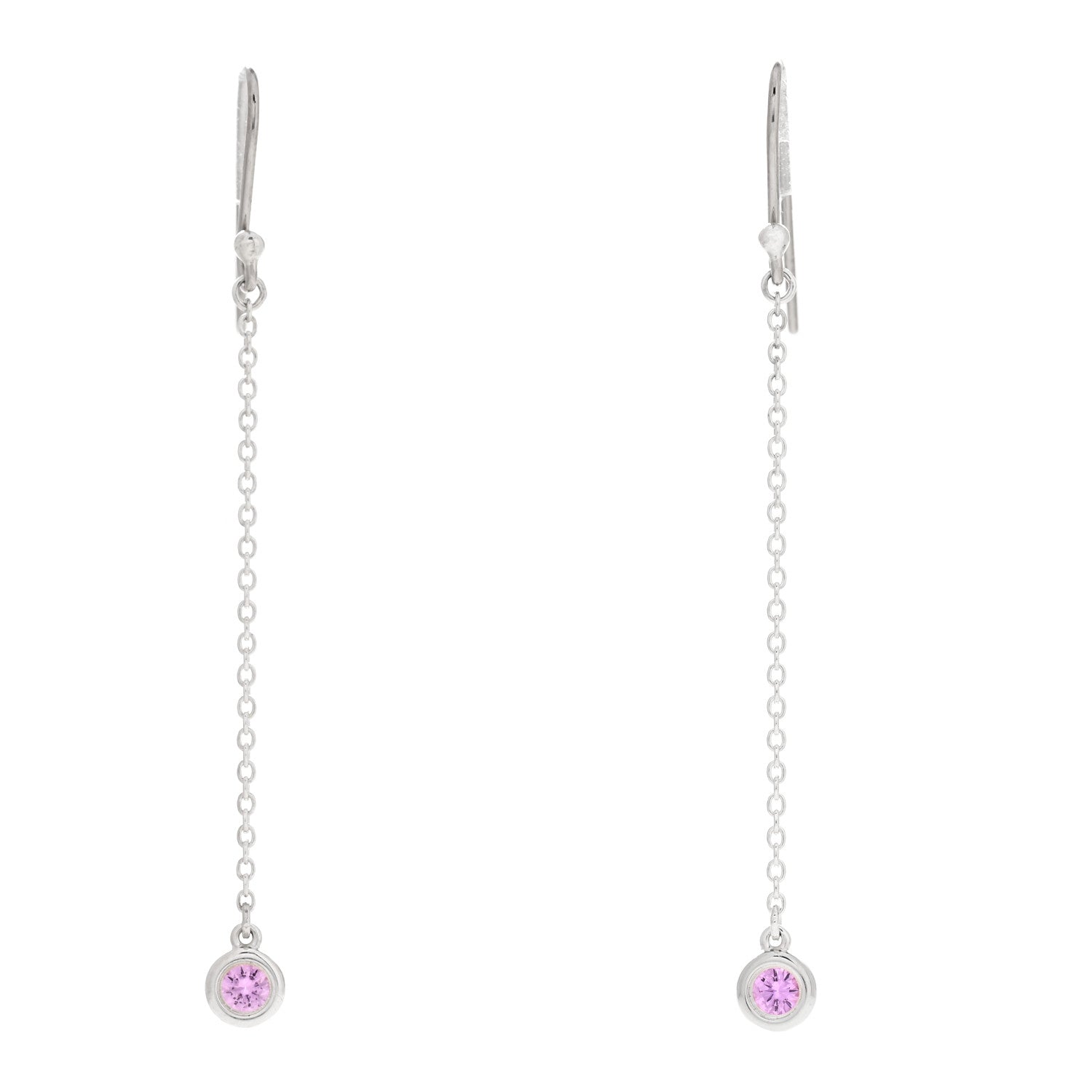 Tiffany Sterling Silver Pink Sapphire Color By The Yard Drop Earrings 1 of 4
