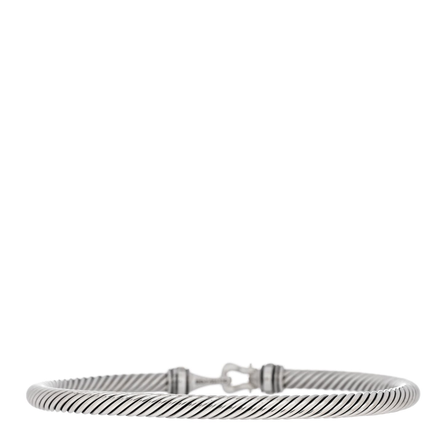 Sterling Silver 18K Yellow Gold 4mm Cable Classic Buckle Bracelet