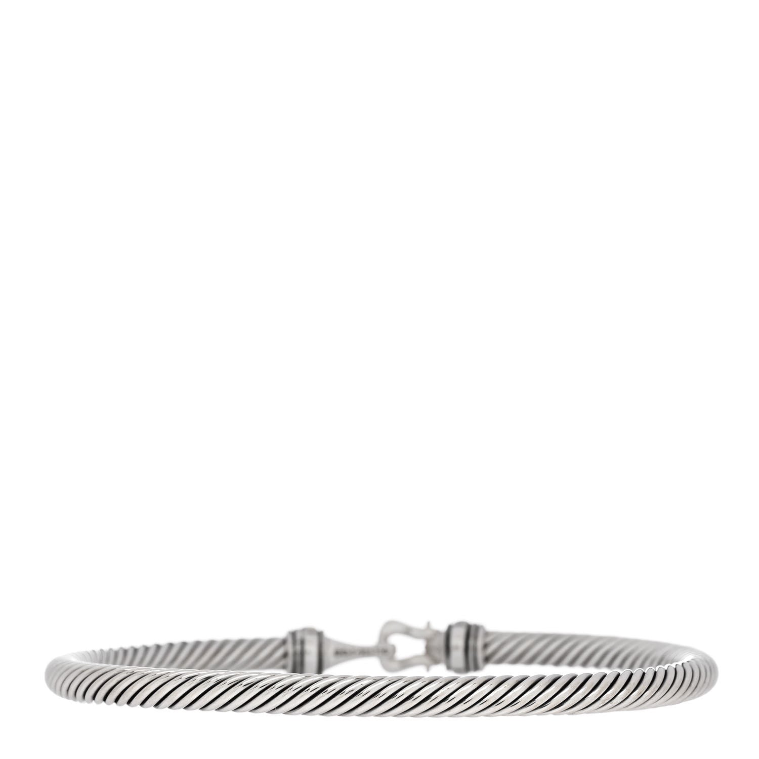 David Yurman Sterling Silver 18K Yellow Gold 4mm Cable Classic Buckle Bracelet 2 of 3