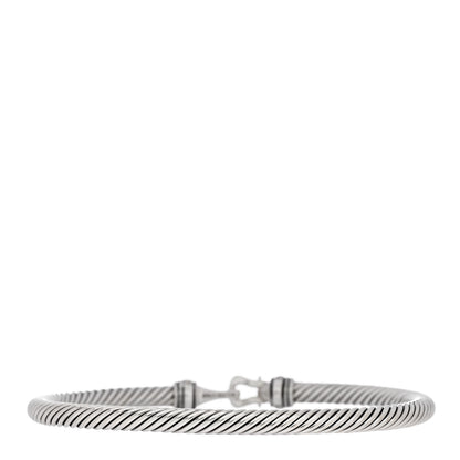 David Yurman Sterling Silver 18K Yellow Gold 4mm Cable Classic Buckle Bracelet 2 of 3