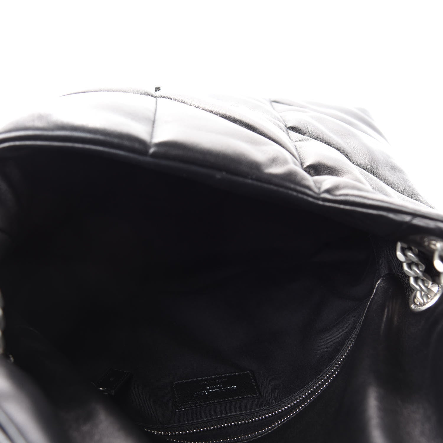 Saint Laurent Lambskin Quilted Medium Loulou Puffer Monogram Chain Satchel Black 5 of 11