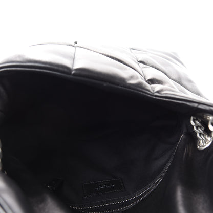 Saint Laurent Lambskin Quilted Medium Loulou Puffer Monogram Chain Satchel Black 5 of 11