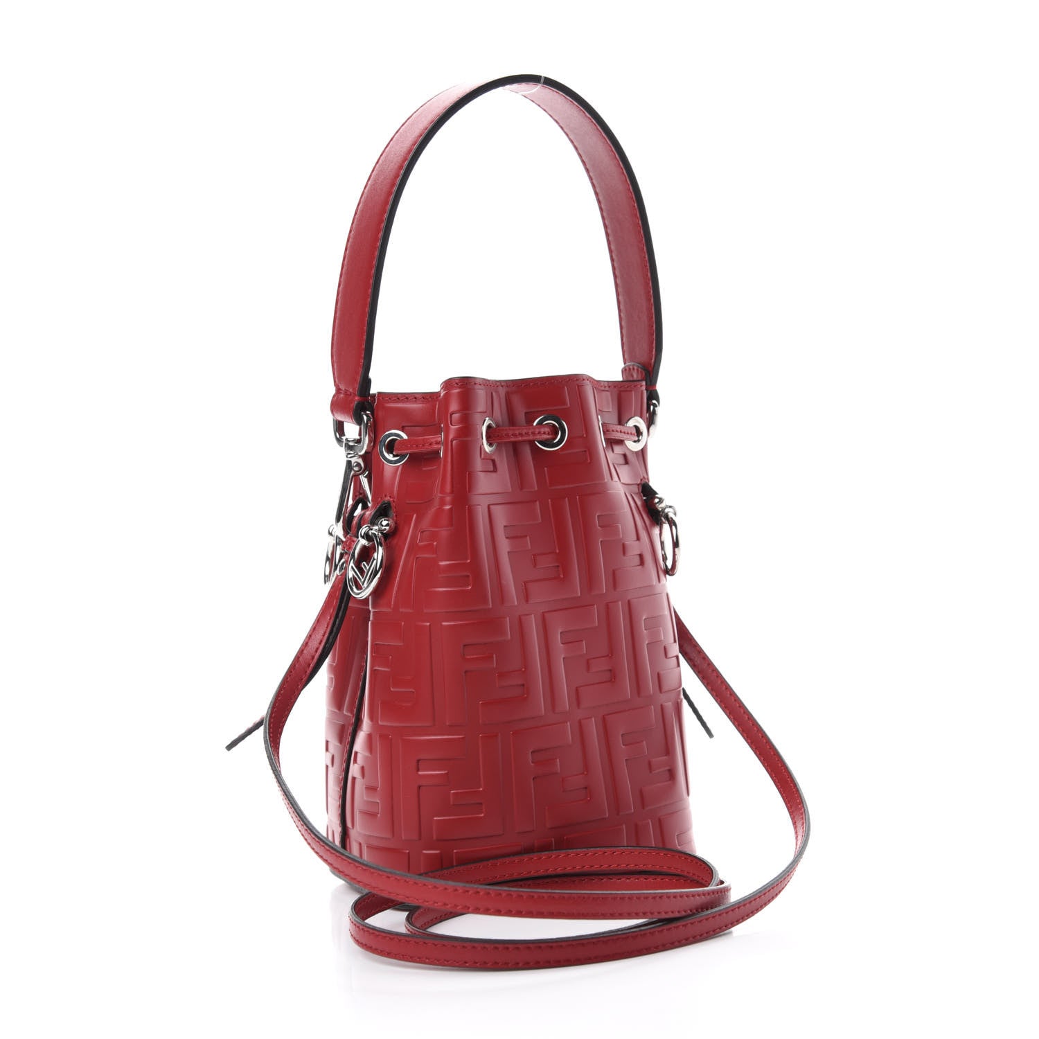 Fendi Vitello Liberty F is Fendi FF 1974 Embossed Mini Mon Tresor Bucket Bag Fragola 3 of 10