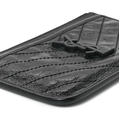 Saint Laurent Crinkled Calfskin Matelasse Monogram Niki Bill Pouch Black 11 of 12