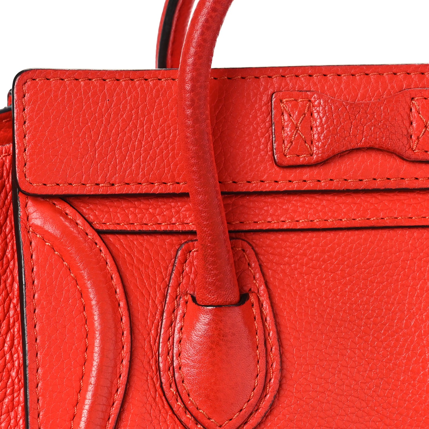Drummed Calfskin Nano Luggage Vermillion