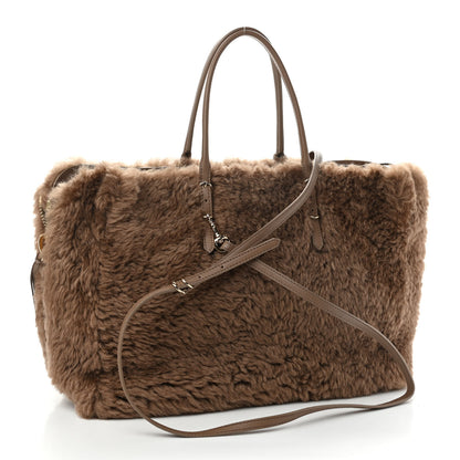 Balenciaga Shearling Papier B4 Zip Around Tote Marron 3 of 12