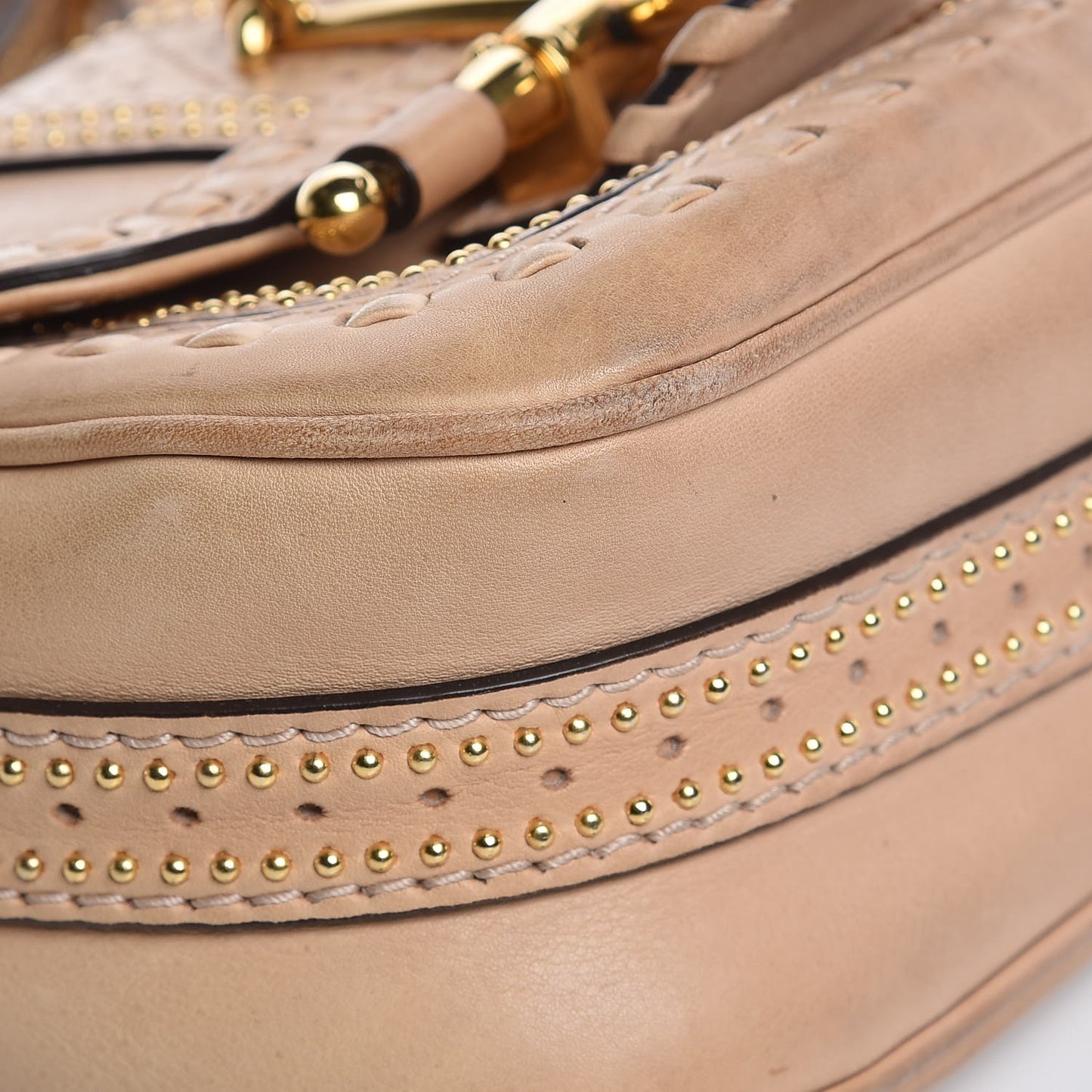 Calfskin Small Snaffle Bit Shoulder Bag Beige