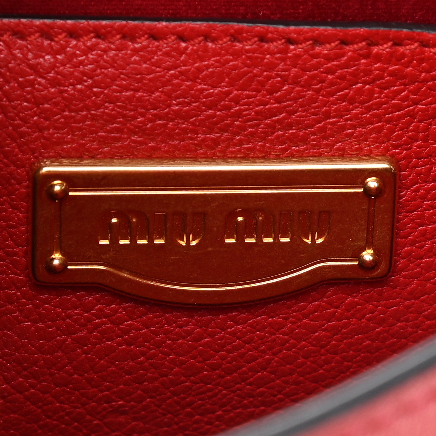 Miu Miu Goatskin Madras Shoulder Bag Fuoco 8 of 8